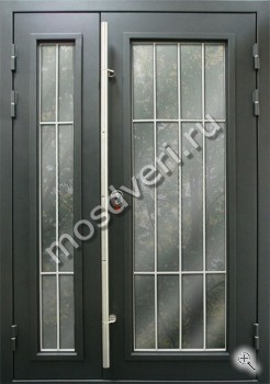Темная двустворчатая дверь со стеклом - купить от производителя Мосдвери Темная двустворчатая дверь со стеклом